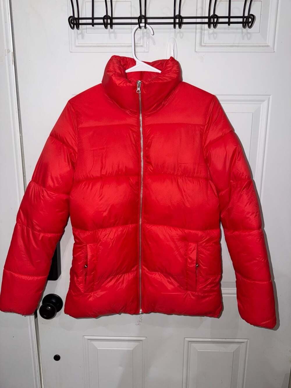 Old Navy Puffer Jacket Size S Red Full Zip Stand Collar